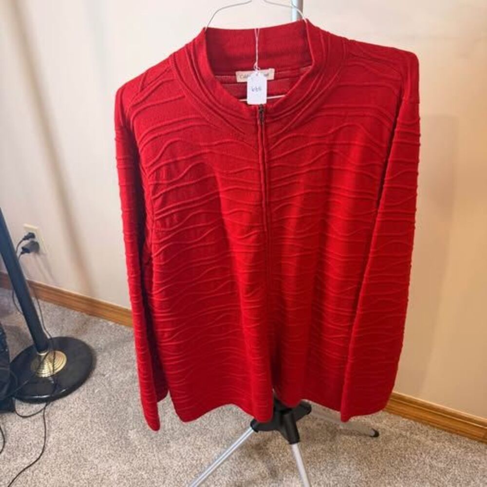 Coldwater Creek Red Zip-Up Sweater 3X
